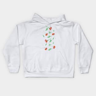 Marigold Floral Pattern with Leaves and Flowers (on white) Kids Hoodie